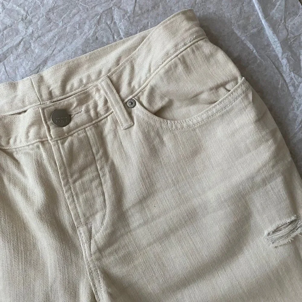 Ann Taylor Loft 27/4 Boyfriend White 100% Cotton Distressed Jeans
